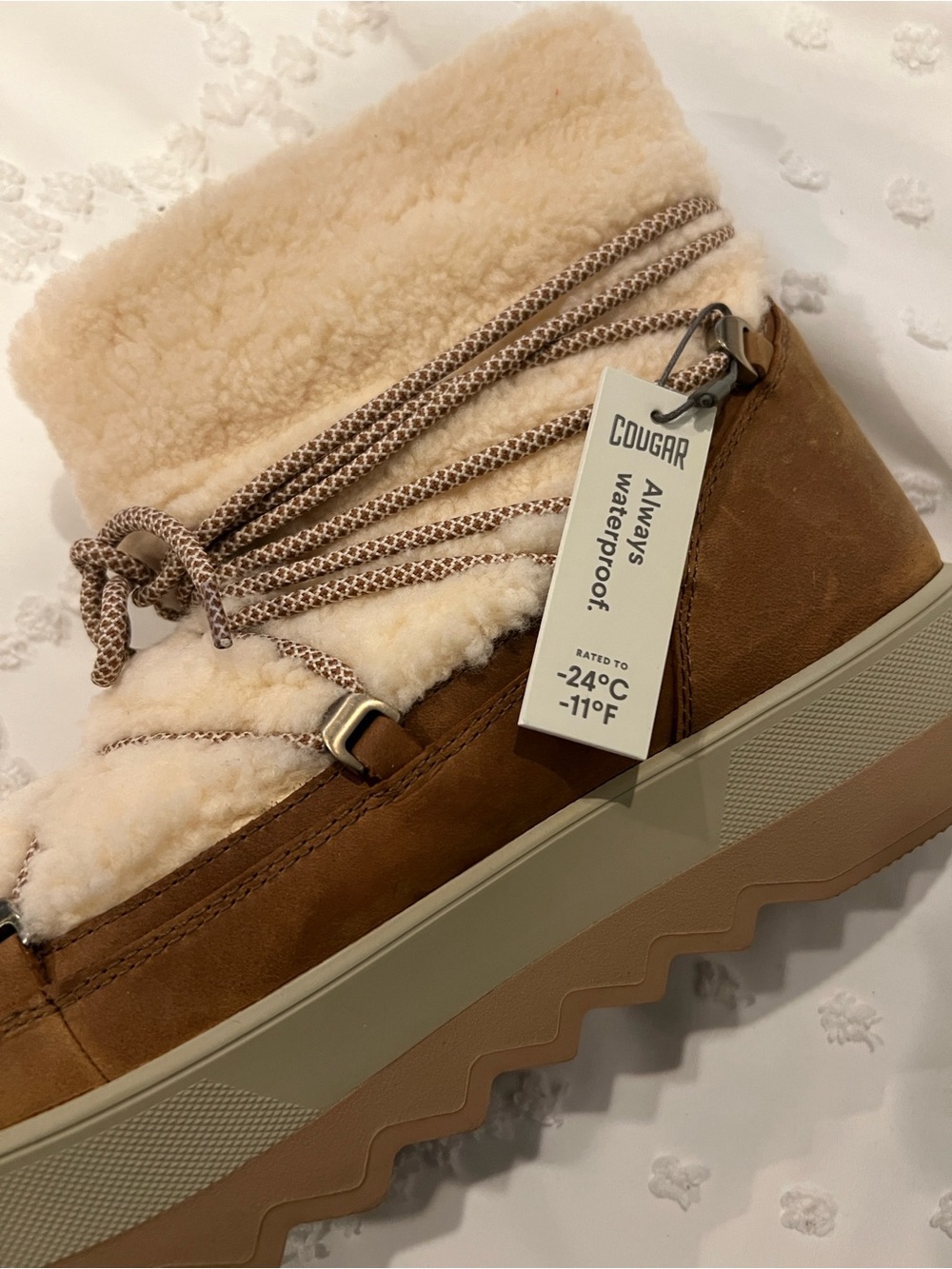 Cougar Tan Winter Shearling-Lined Waterproof Boot